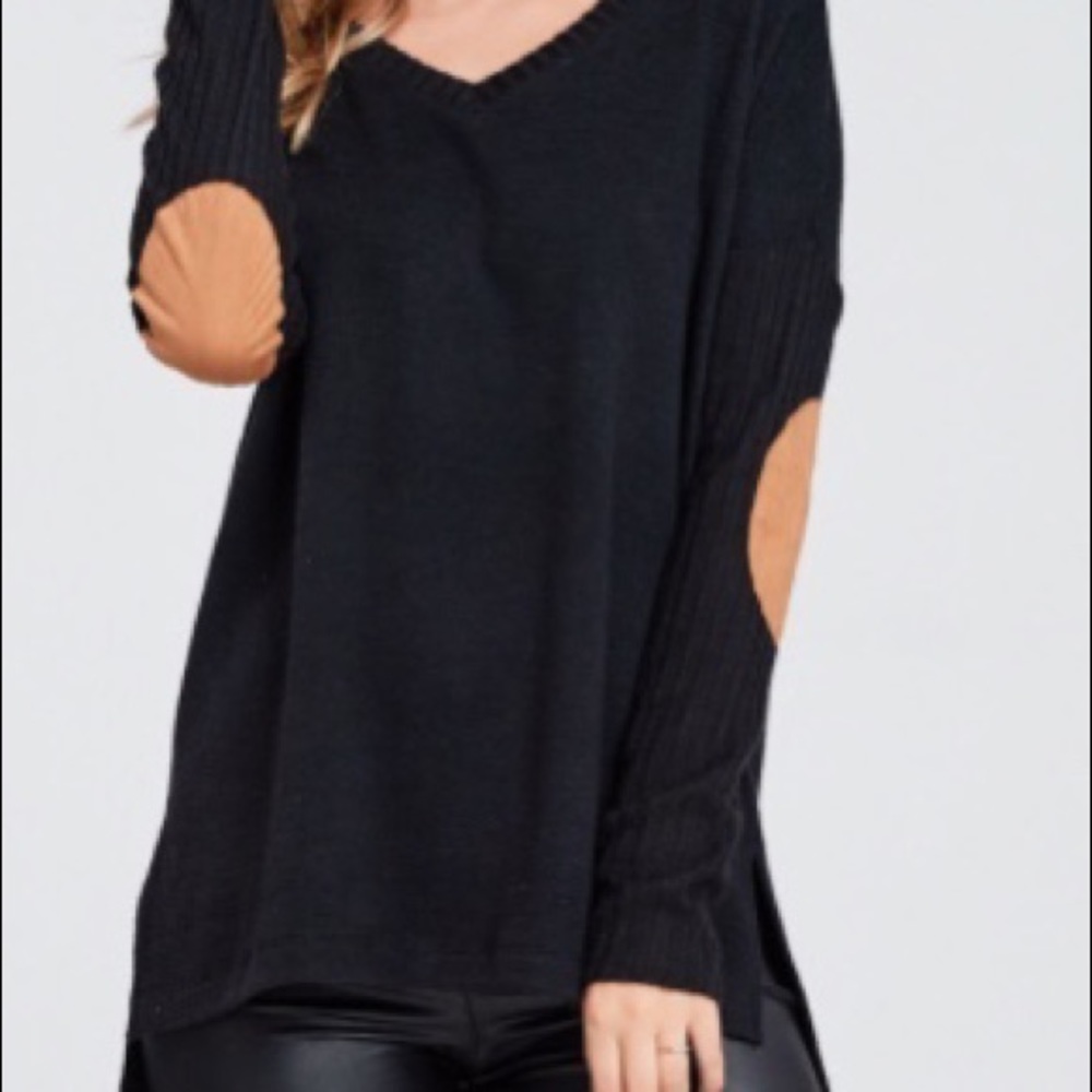 Black sweater with patch sleeves